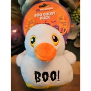 Halloween Plush Dog Toy Boo Ghost Duck Washable Crinkle Squeaker